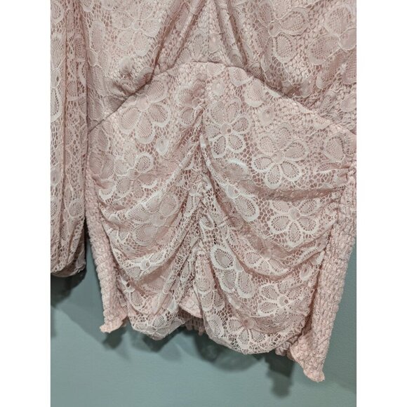 Boston Proper Women's Pink Floral Lace V-Neck Long-Sleeve Top Cinched Size S - Picture 12 of 16
